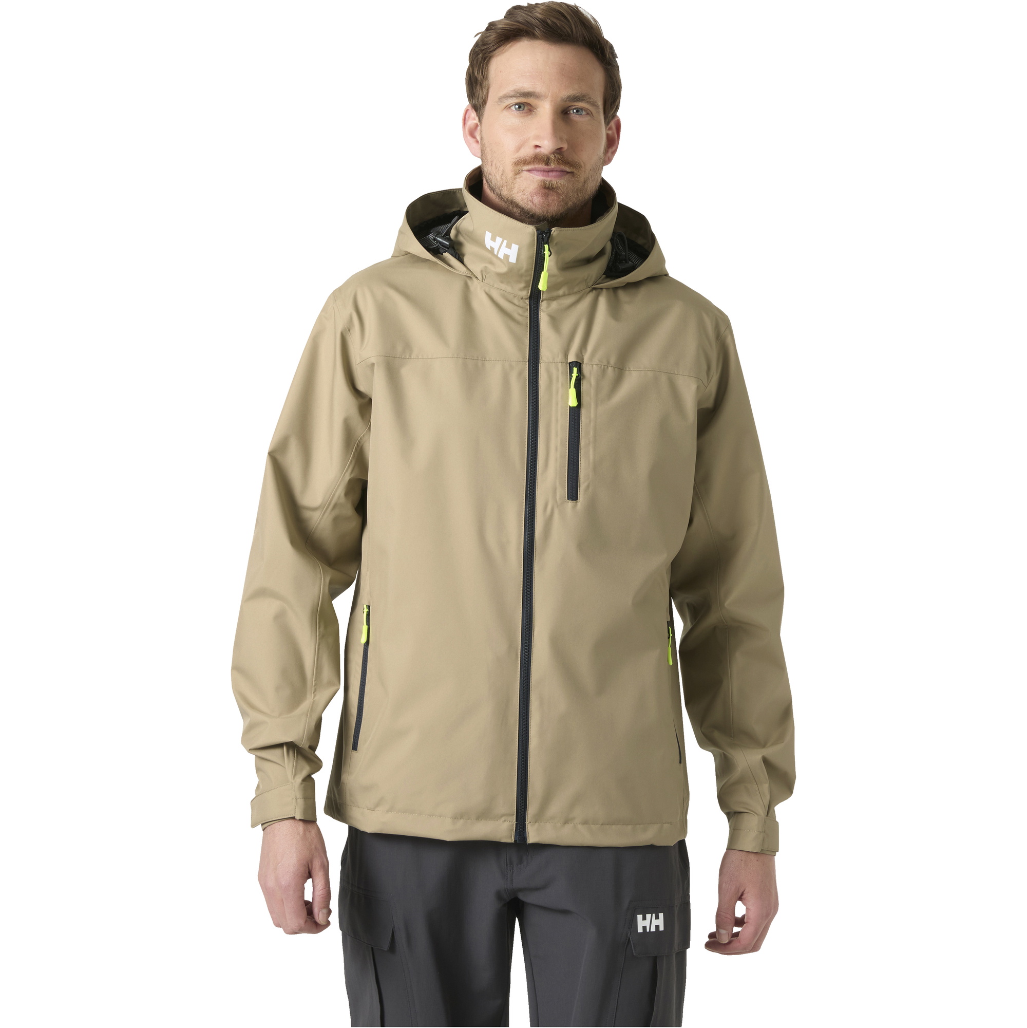 2026 Helly Hansen Mens Crew Hooded Sailing Jacket 2.0 34443 - Pebble